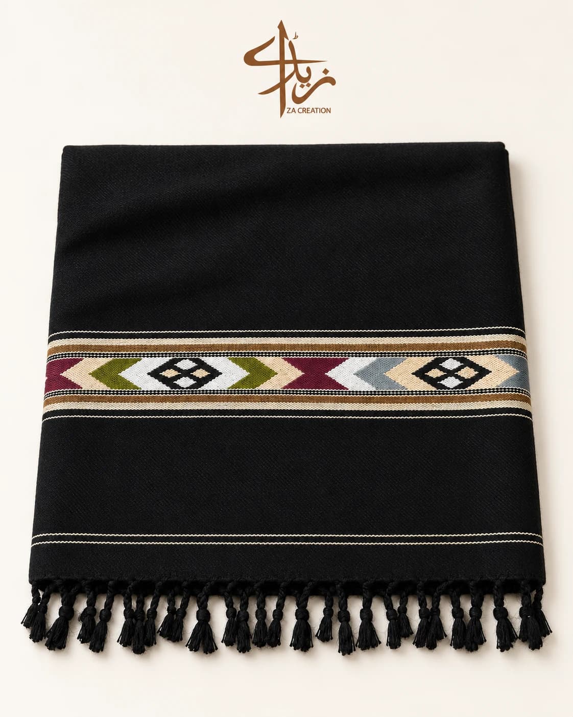 Black Geometric Shawl in Black