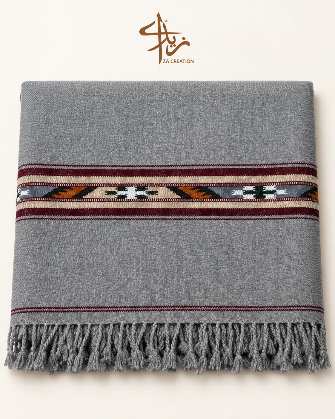 Grey Geometric Shawl in Grey