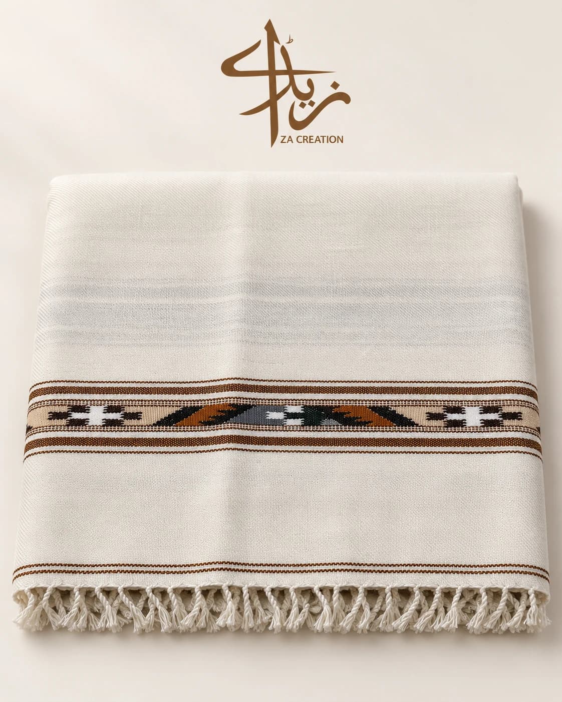 Ivory Patterned Shawl in Ivory