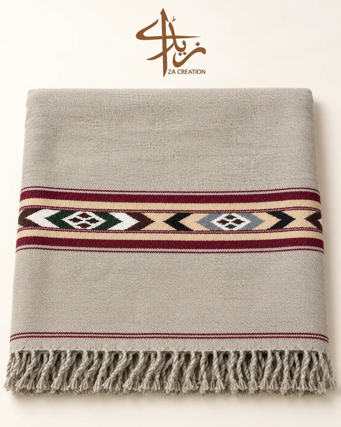 Taupe Geometric Shawl in Taupe